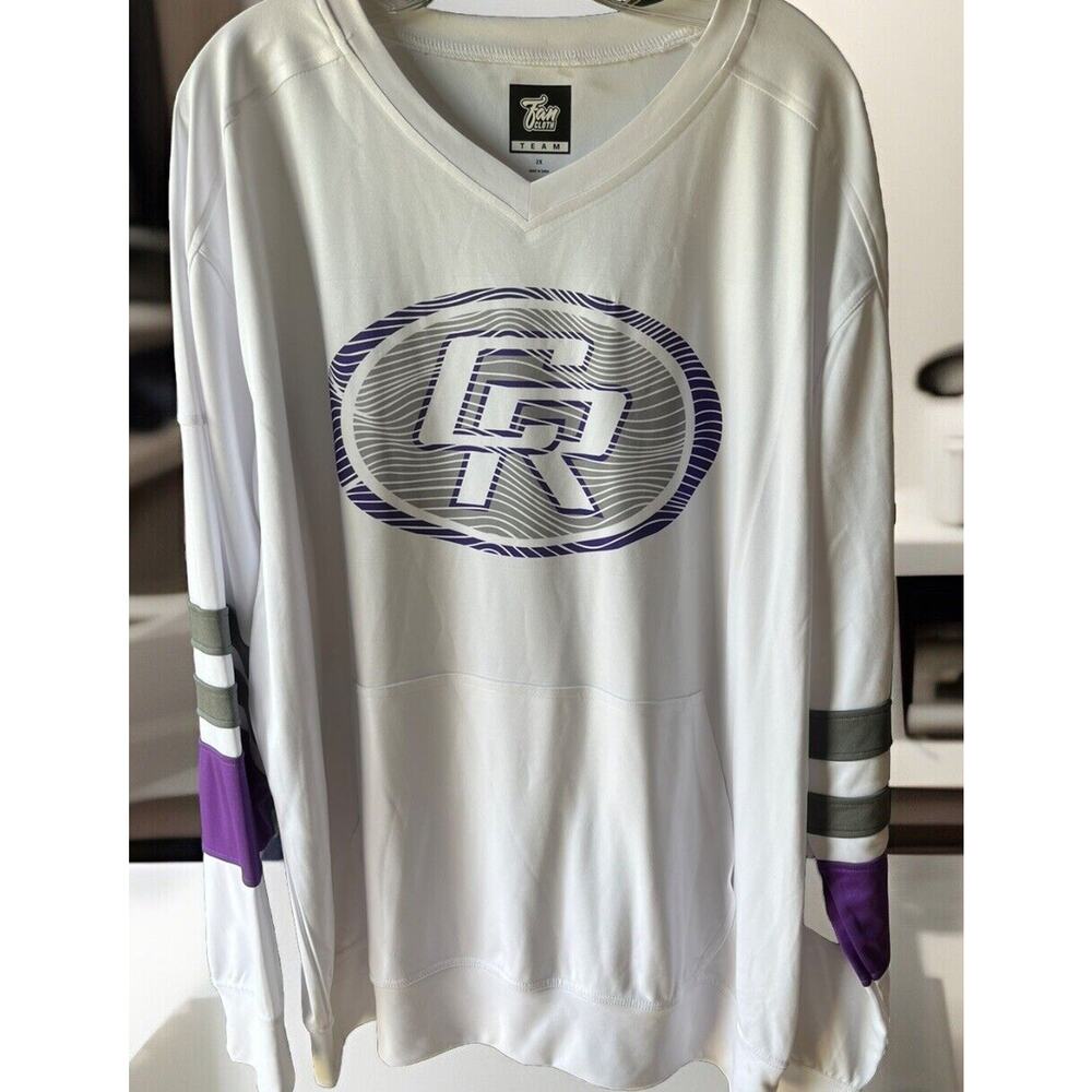 Fan Cloth Colorado Rockies Polo Mens 2X Purple Gray White LS Flaw NWOT